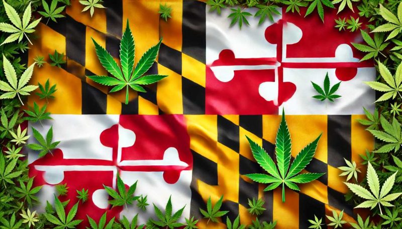 Maryland-state-flag-as-the-backdrop.-Overlay-symbols-representing-cannabis