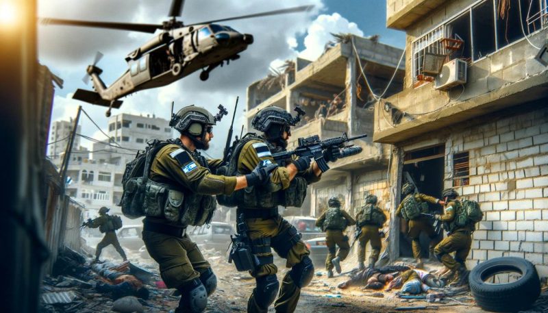 team of Israeli soldiers in tactical gear and helmets