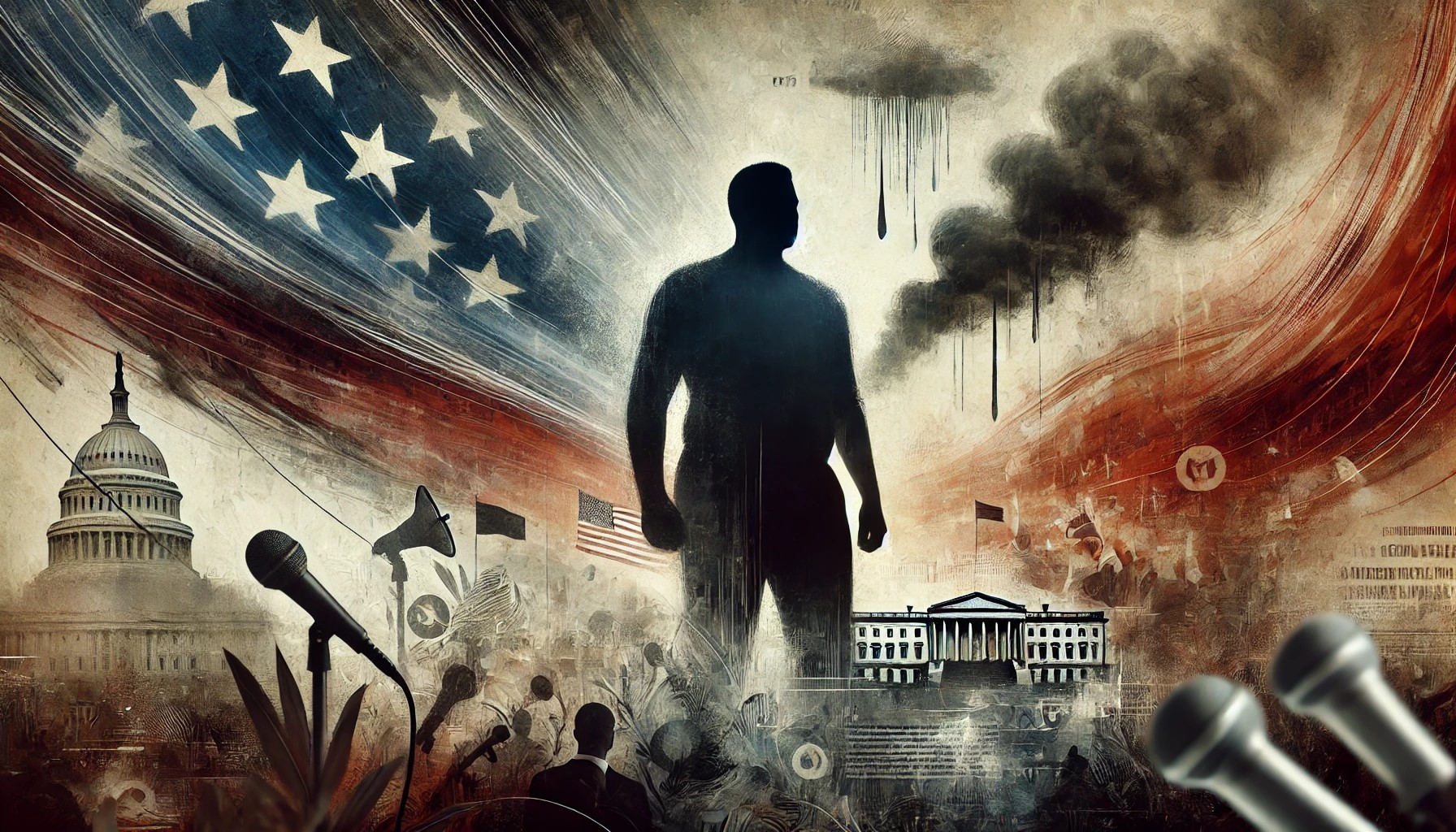 A-dramatic-and-tense-scene-depicting-a-political-controversy.-The-image-should-include-a-conceptual-representation-of-an-African-American-male-silhoue