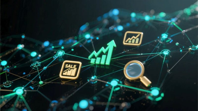 A dynamic abstract representation of interconnected digital growth